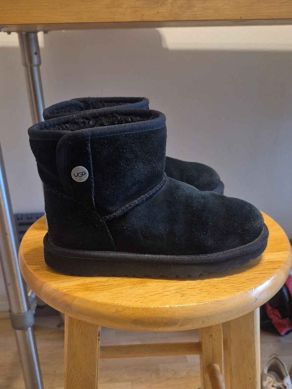Ugg Black Suede Leather Boots Kids